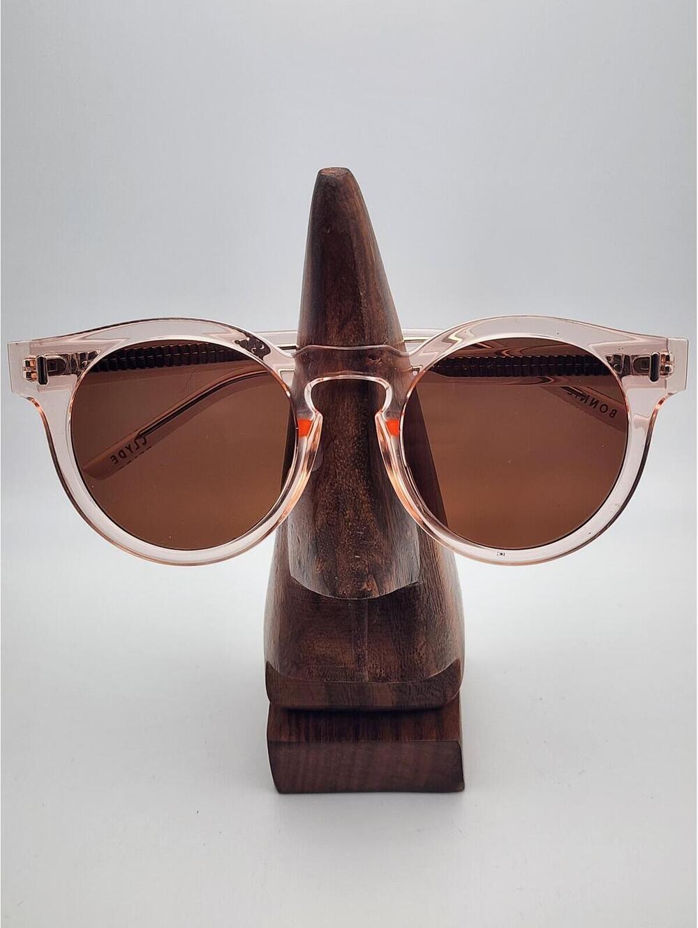 Bonnie Clyde Hill Round Sunglasses with Transparent Pink Frame and Brown Lenses
